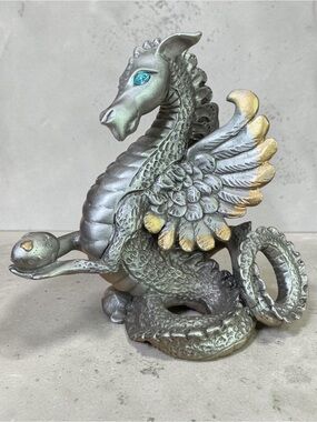 2003 Rawcliffe Pewter Dragon Mrs Magic With Eggs Rare Figurine Decorative Accent